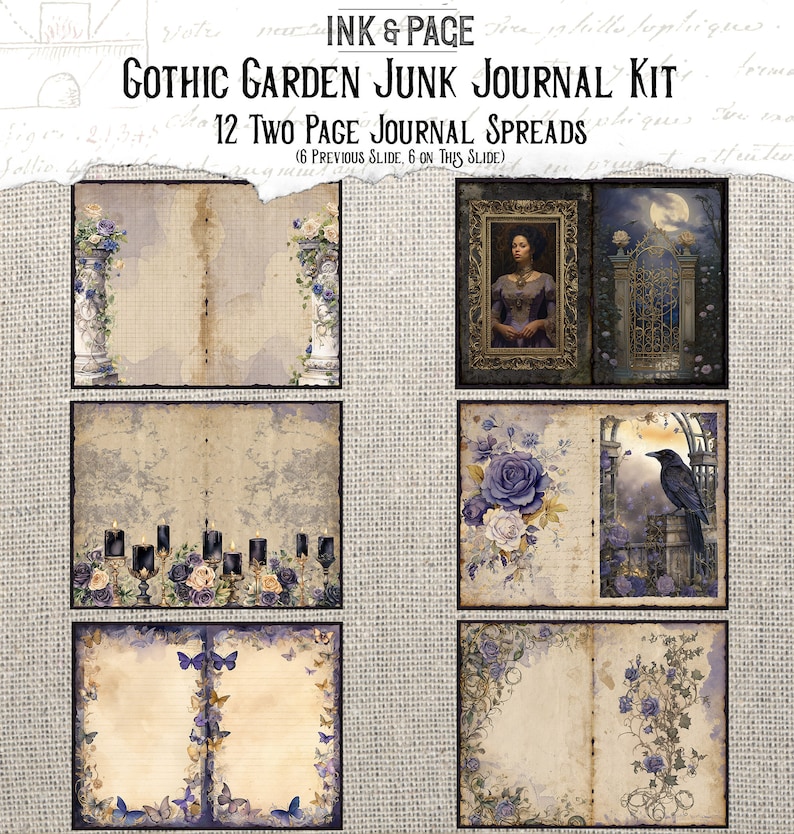 Gothic Garden Junk Journal Printable Kit Vintage Digital Download Dark ...