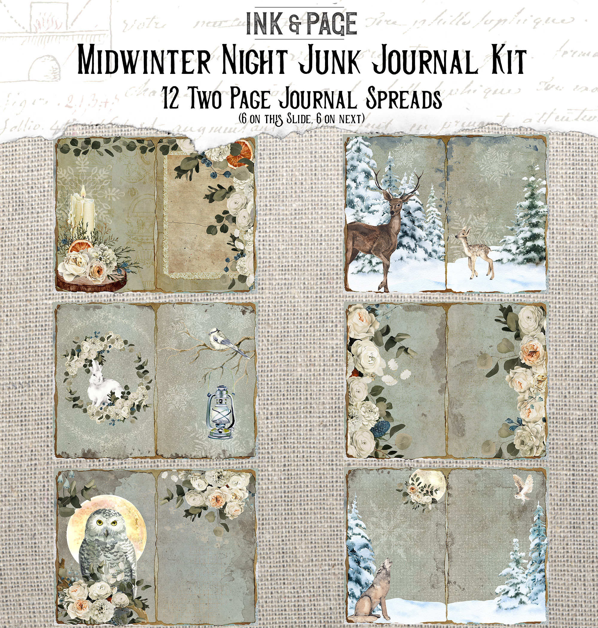 Printable Winter Junk Journal Kit Forest vintage Digital - Etsy