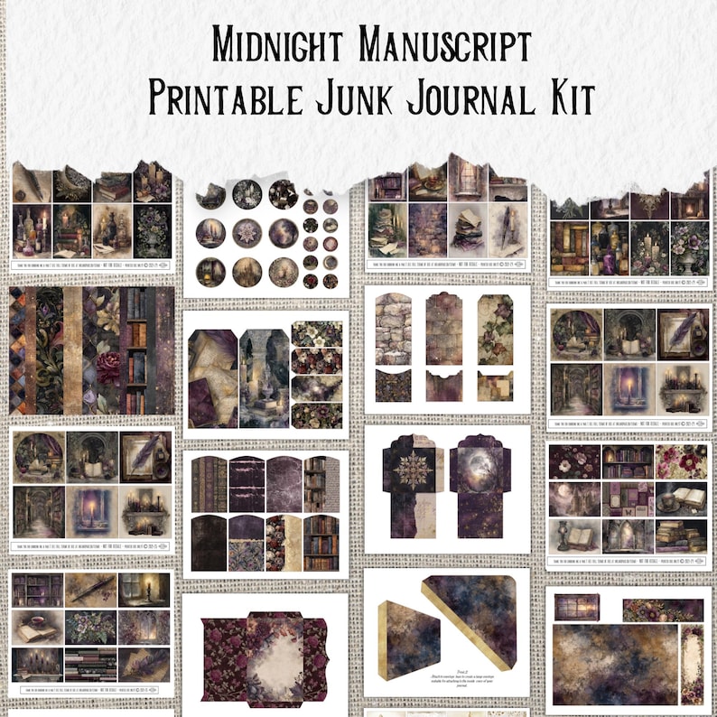 Midnight Manuscript Junk Journal Printable Kit | Winter Academia ...