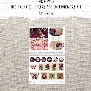 Haunted Library Ephemera Printable Junk Journal Embellishments Vintage ...