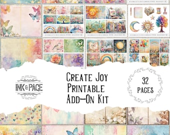 Create Joy Printable Ephemera Add-On Kit Collage Junk Journal Digital Download Mixed Media Art Paper Craft Scrapbook Pockets Envelopes Tags