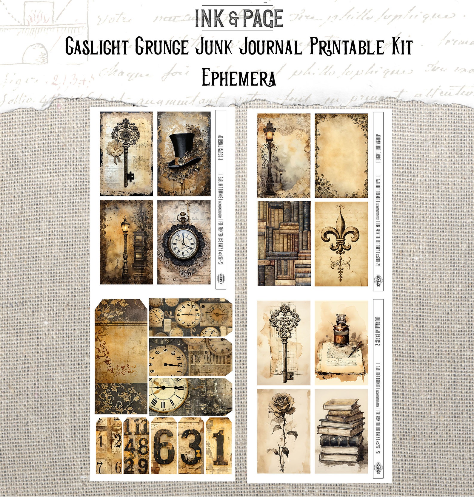 Gaslight Grunge Junk Journal Printable Kit Victorian Digital Download ...