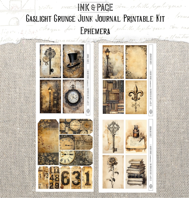 Gaslight Grunge Junk Journal Printable Kit Victorian Digital Download ...