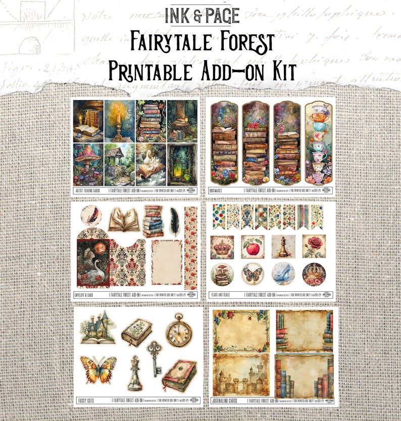 Fairytale Forest Junk Journal Add-on Ephemera Printable Kit Magic ...