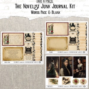 Författarens skräpjournal utskrivbart kit viktoriansk damförfattare ephemerabibliotek vintage skrivmaskinsbok Bujo Dark Academia digital nedladdning bild 6