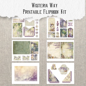 Puede incluir: Kit de libro desplegable imprimible con un tema de glicinia caprichoso. El kit incluye varias p&aacute;ginas, sobres y adornos con una escena de jard&iacute;n con flores de glicinia, un camino de piedra y un buz&oacute;n de estilo vintage.