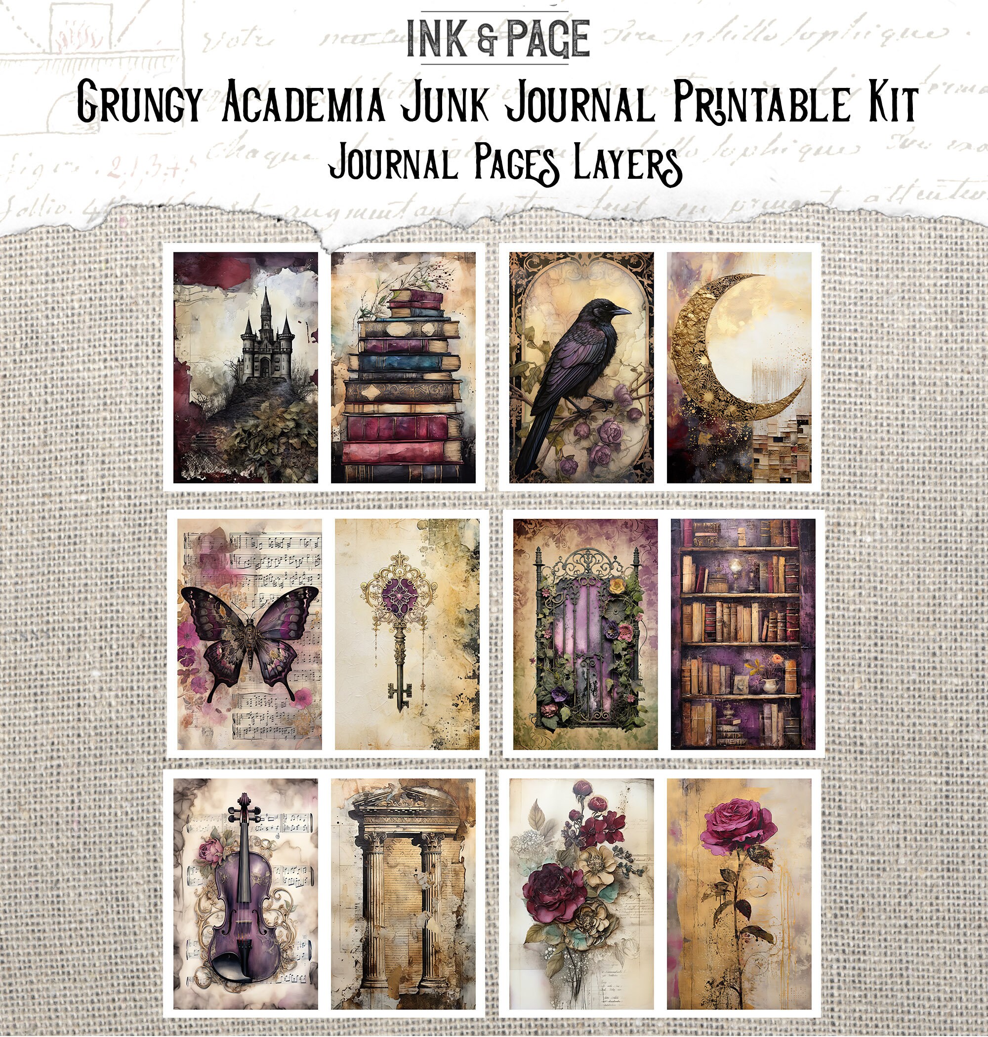 Grungy Dark Academia Junk Journal Printable Gothic Digital Download ...