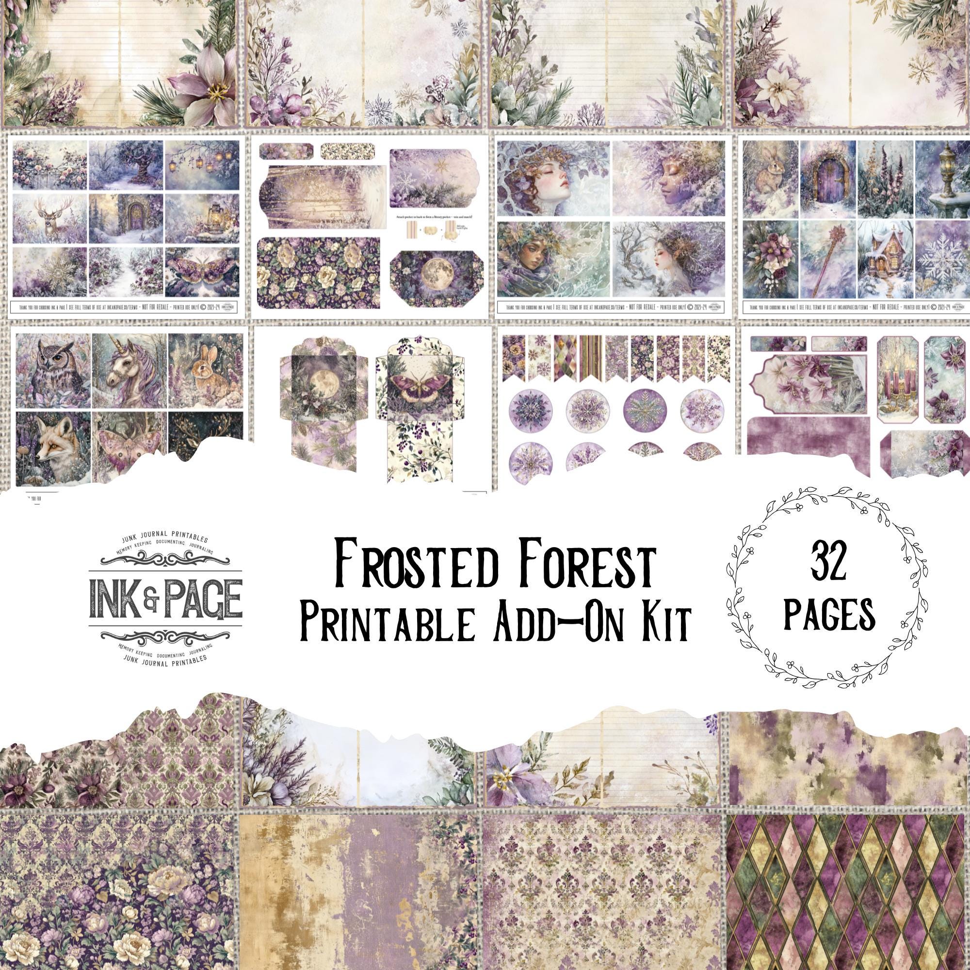 Frosted Forest Add-on Printable Ephemera Winter Junk Journal Pages ...