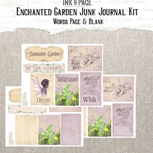 Enchanted Garden Printable Junk Journal, Fairy Digital Download, Vintage Ephemera Pack, Whimsical, Magical Scrapbook Paper, Pastel, Purple image 6
