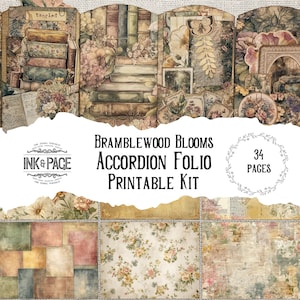 Bramblewood Blooms Junk Journal Magic Garden Folio Kit Cottagecore Ephemera Forest Paper Craft Project Digital Download Mother's Day Gift