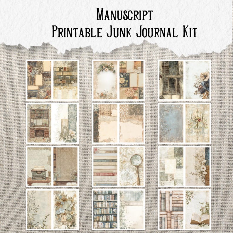 Manuscript Mega Junk Journal Printable Kit Huge Vintage Book Lover ...