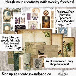 Enchanted Garden Printable Junk Journal, Fairy Digital Download, Vintage Ephemera Pack, Whimsical, Magical Scrapbook Paper, Pastel, Purple image 9