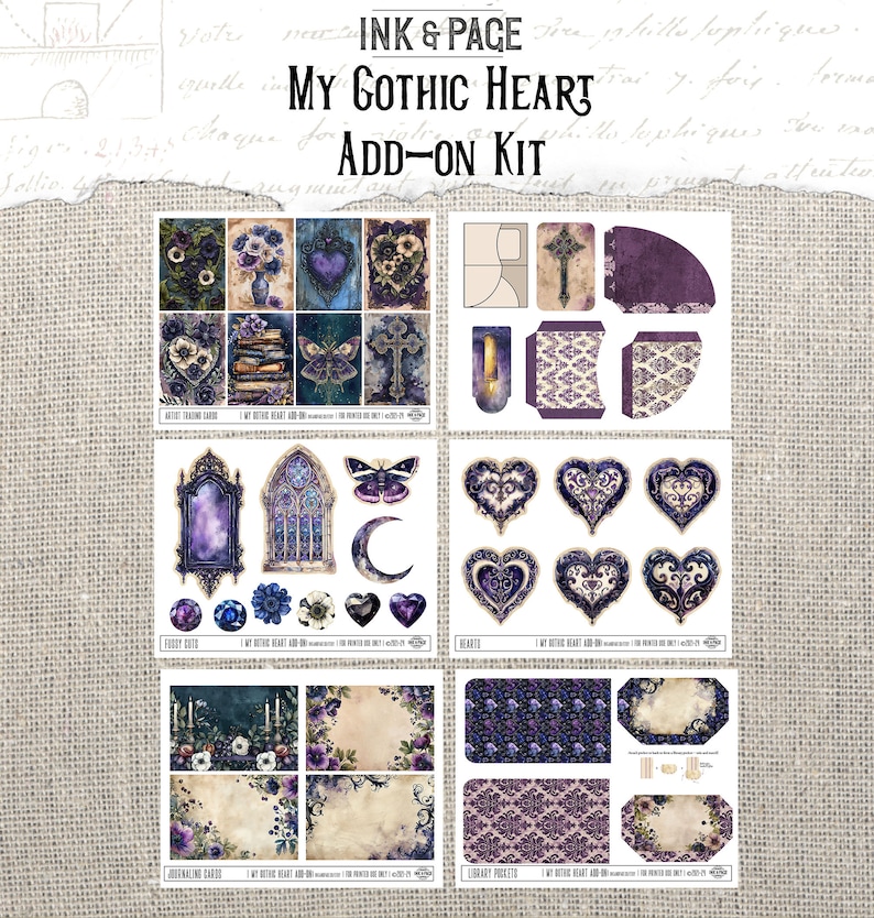 Puede incluir: Un kit de scrapbooking digital con tem&aacute;tica g&oacute;tica. El kit incluye im&aacute;genes de corazones, cruces, mariposas, ventanas y otros elementos g&oacute;ticos. El kit est&aacute; dise&ntilde;ado para ser utilizado con software de scrapbooking digital.