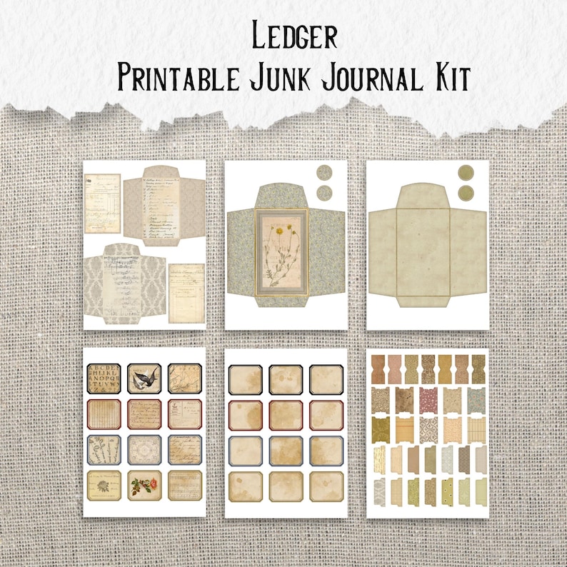 LEDGER Huge Junk Journal Printable Kit | Antique Journal Kit ...