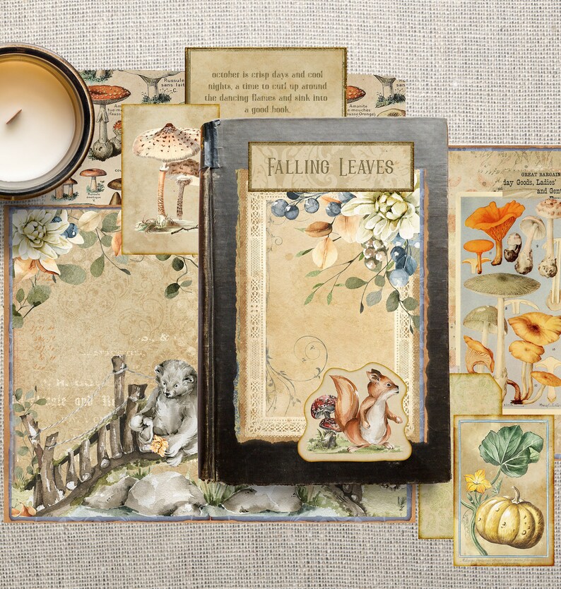 Woodland Fall Junk Journal Printable Kit, Vintage Forest, Shabby Chic ...