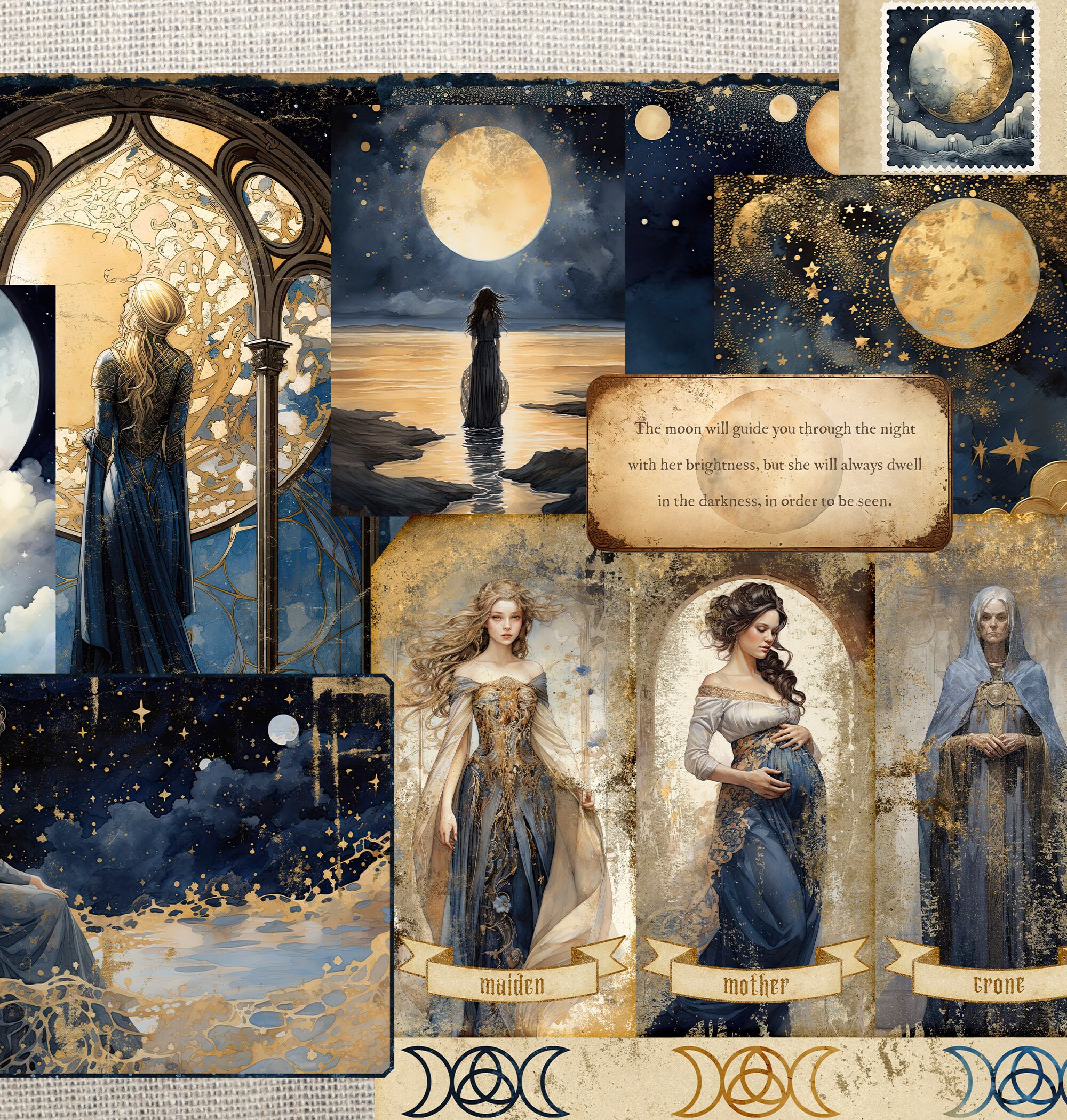 Moon Junk Journal Printable Kit Steampunk Celestial Digital Download ...