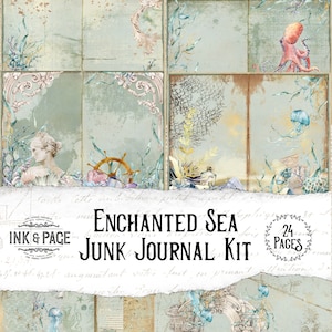 Enchanted Sea Junk Journal Printable Kit, Vintage Ocean Ephemera Pack, Beach Digital Download, Summer Scrapbook, Underwater Creatures