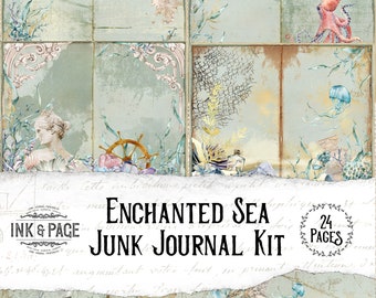 Enchanted Sea Junk Journal Printable Kit, Vintage Ocean Ephemera Pack, Beach Digital Download, Summer Scrapbook, Underwater Creatures