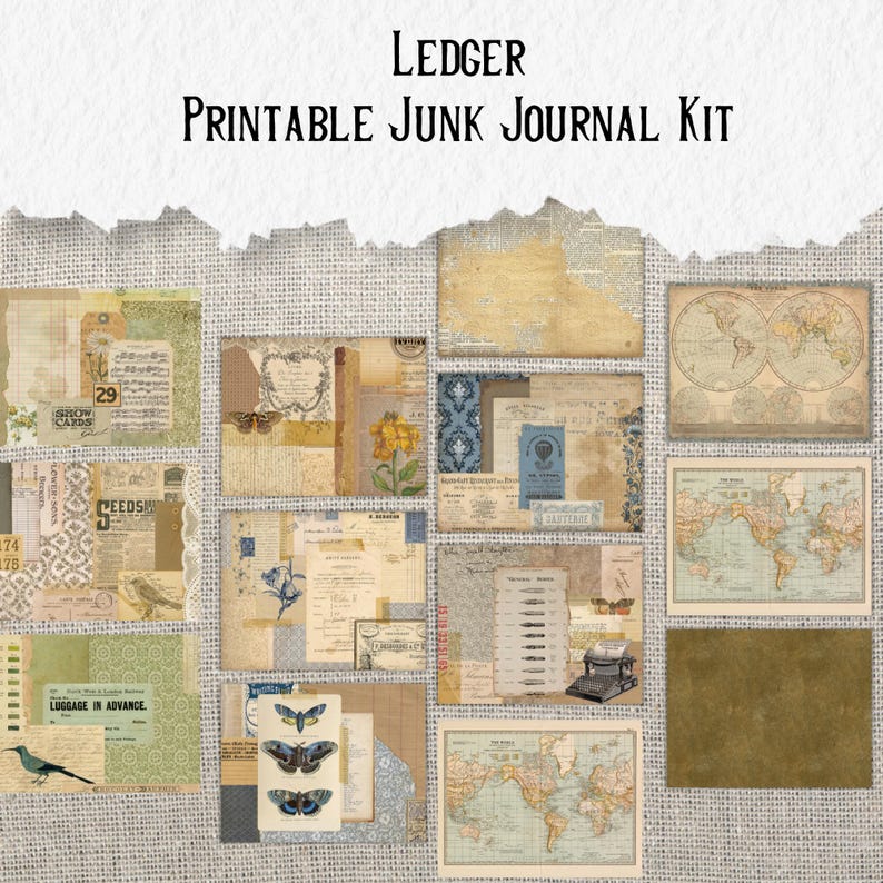 LEDGER Huge Junk Journal Printable Kit | Antique Journal Kit ...