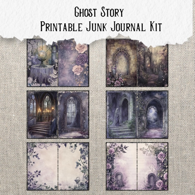 Ghost Story Junk Journal Printable Kit Haunted House Digital Download Halloween Ephemera Dark Gothic Victorian Mysterious Scrapbook Paper bild 3