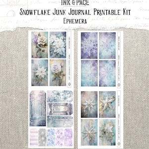 Snowflake Junk Journal Printable Kit Winter Grunge Digital Paper ...