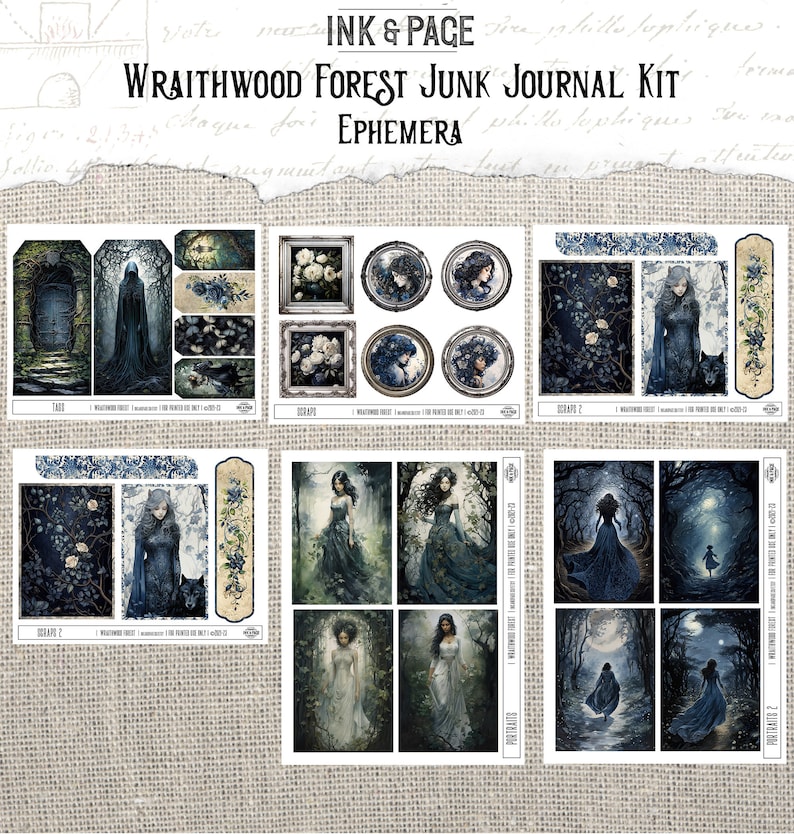 Wraithwood Forest Junk Journal Printable Kit Gothic Woodland Digital Download Dark Forest Haunted Halloween Scrapbook Ephemera Vintage Bujo image 5