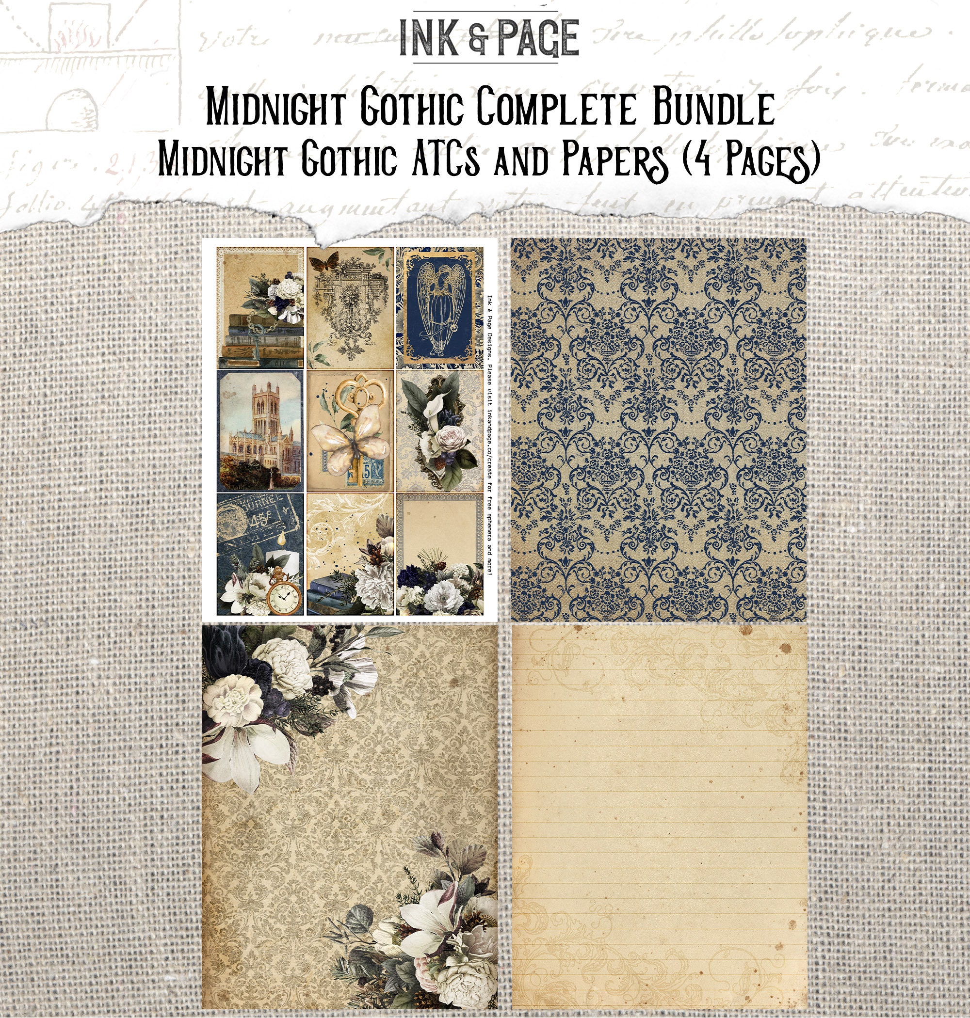 Midnight Gothic Printable Junk Journal Bundle Digital Download Ephemera ...