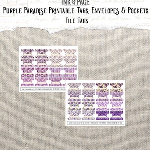 Purple Paradise Printable Ephemera Pockets Junk Journal Vintage Lavender Digital Envelopes Violet Scrapbook Rainbow Paper Wildflower Garden afbeelding 5