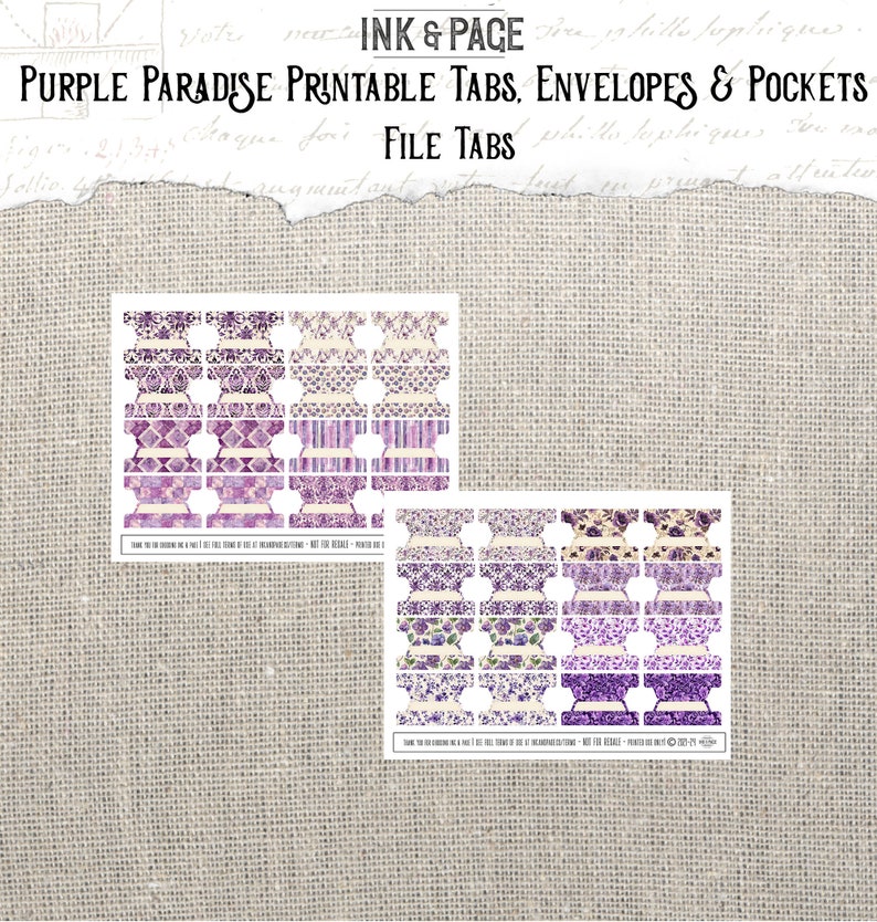 Purple Paradise Printable Ephemera Pockets Junk Journal Vintage Lavender Digital Envelopes Violet Scrapbook Rainbow Paper Wildflower Garden zdjęcie 5