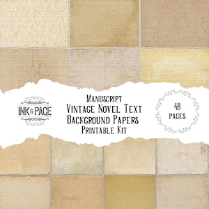 Manuscript Novel Printable Paper Pack Grungy Novel Digital Download Library Junk Journal Distressed Page  Book Background Dark Academia