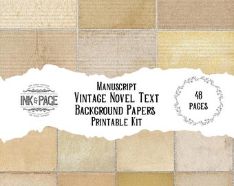 Manuscript Novel Printable Paper Pack Grungy Novel Digital Download Library Junk Journal Distressed Page  Book Background Dark Academia
