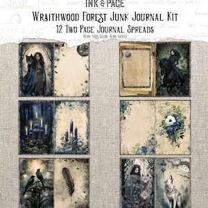 Wraithwood Forest Junk Journal Printable Kit Gothic Woodland Digital Download Dark Forest Haunted Halloween Scrapbook Ephemera Vintage Bujo image 3