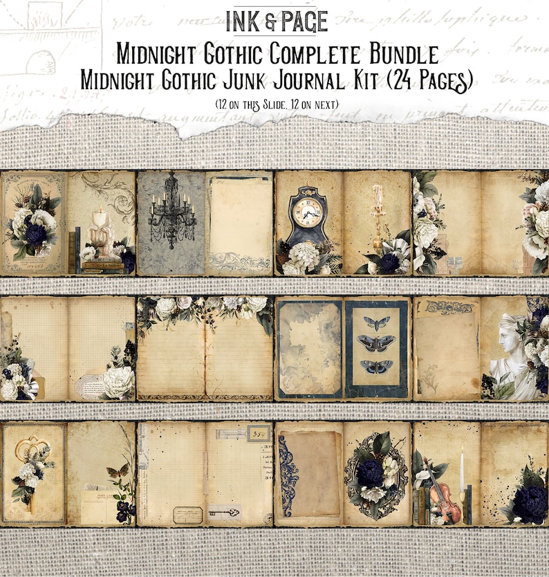 Midnight Gothic Printable Junk Journal Bundle Digital Download Ephemera ...