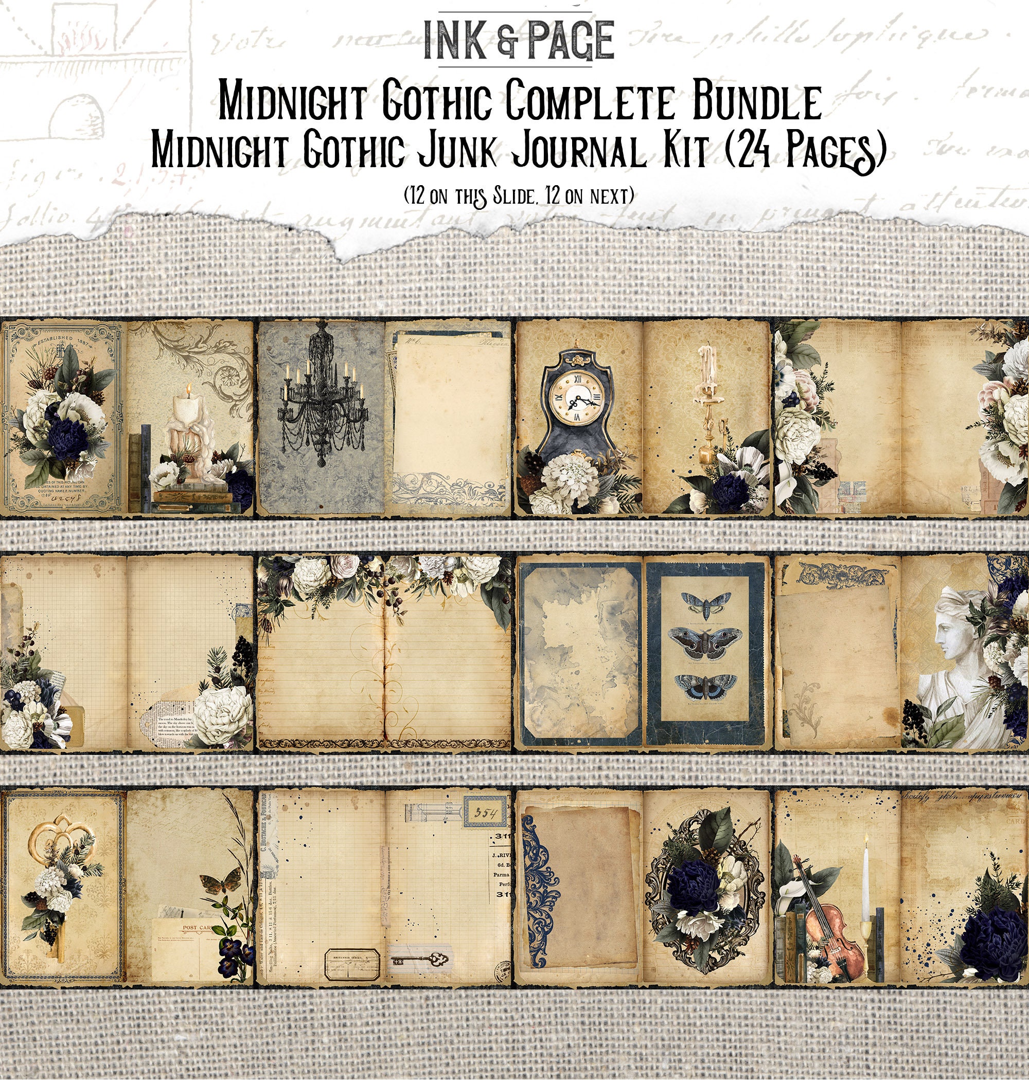 Midnight Gothic Printable Junk Journal Bundle Digital Download Ephemera ...