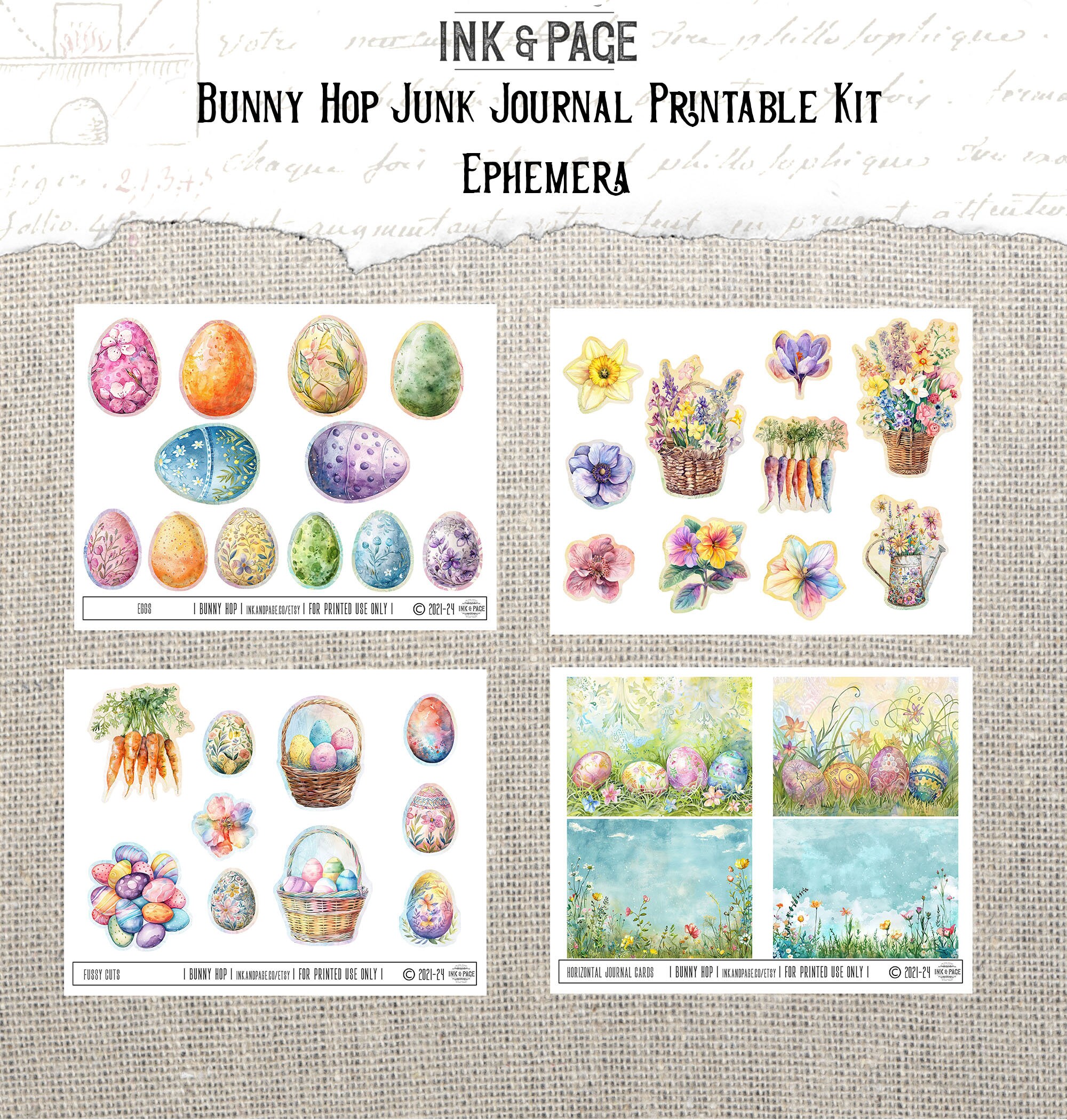 Bunny Hop Junk Journal Printable Easter Egg Digital Download Spring ...