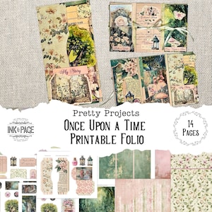 Once Upon a Time Printable Folio Fairytale Pretty Project Junk Journal Ephemera Storybook Scrapbook Papers Enchanted Forest Folder Magical