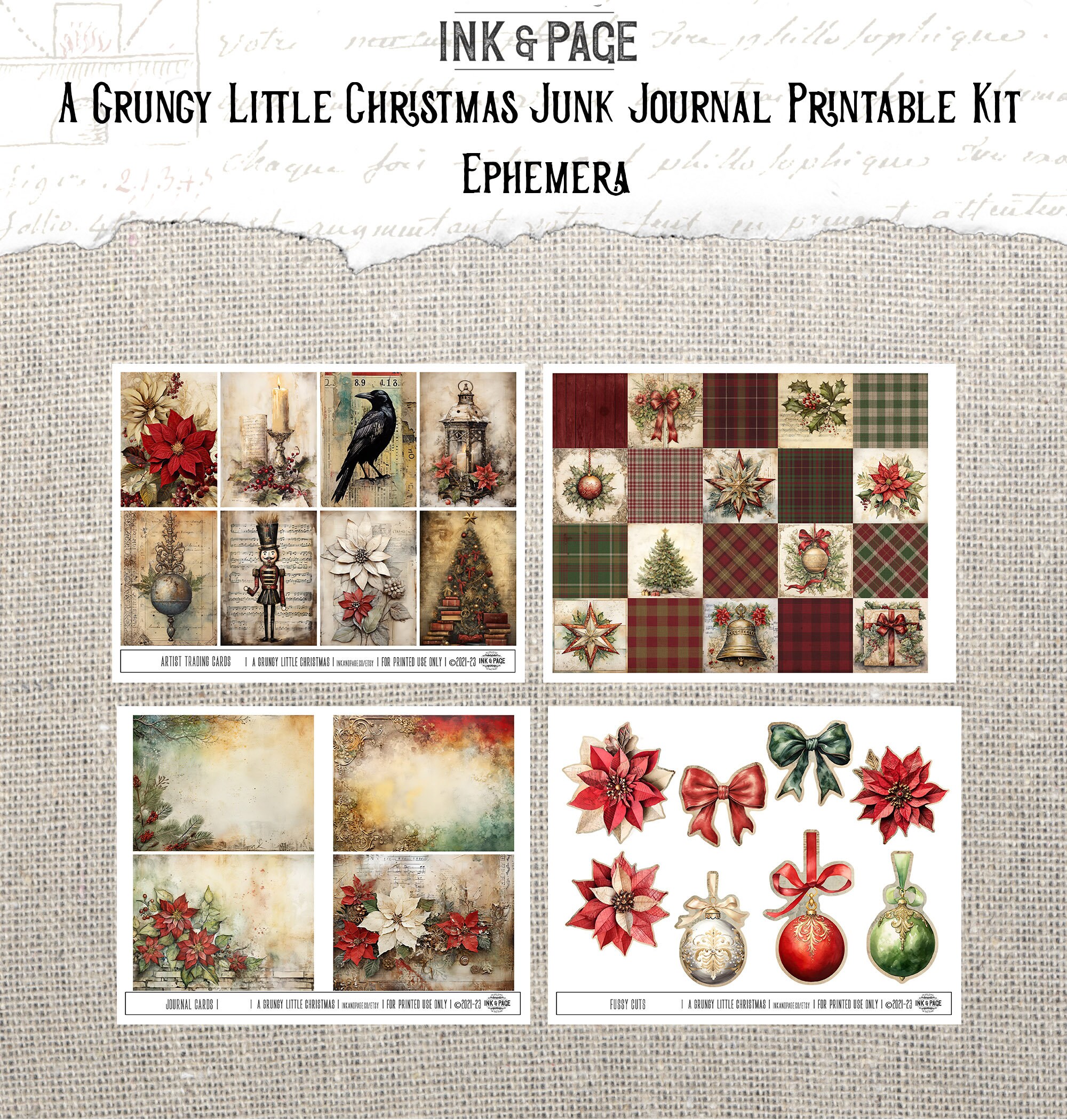 Grungy Little Christmas Junk Journal Printable Kit Vintage Holiday ...