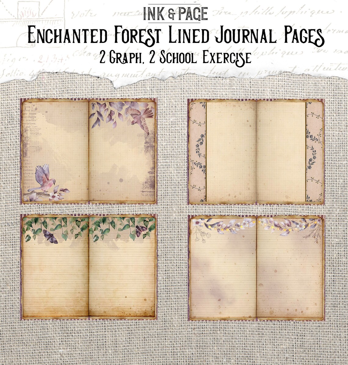 Enchanted Forest Junk Journal Printable Lined Pages Digital Download ...