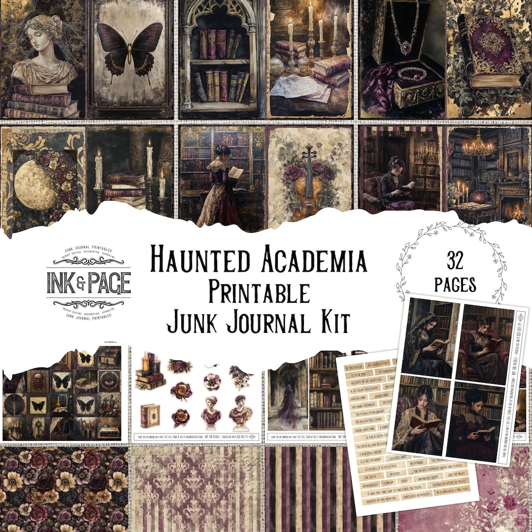 Haunted Academia Junk Journal Printable Kit Gothic Digital Download ...