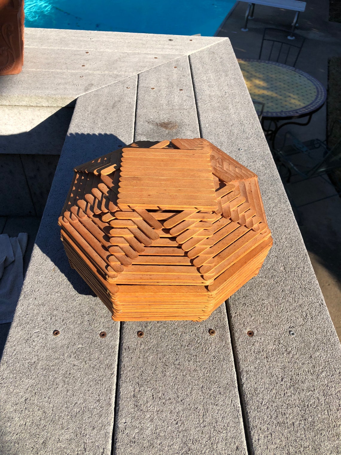 Vintage Popsicle Stick Folk Art Tramp Bowl With Lid Etsy