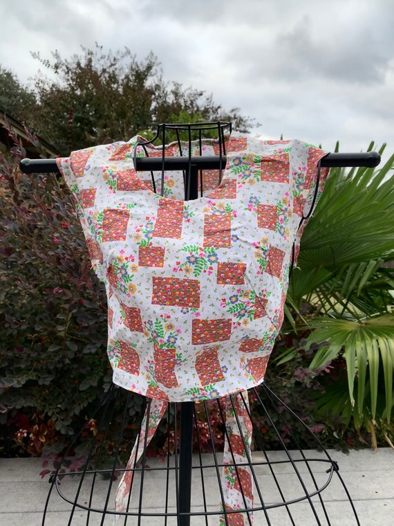 Vintage 70s Pink Floral Blouse Small