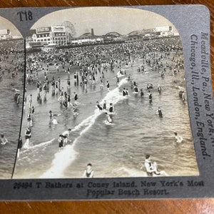 1890s Coney Island Beach New York Keystone Stereoview card photo