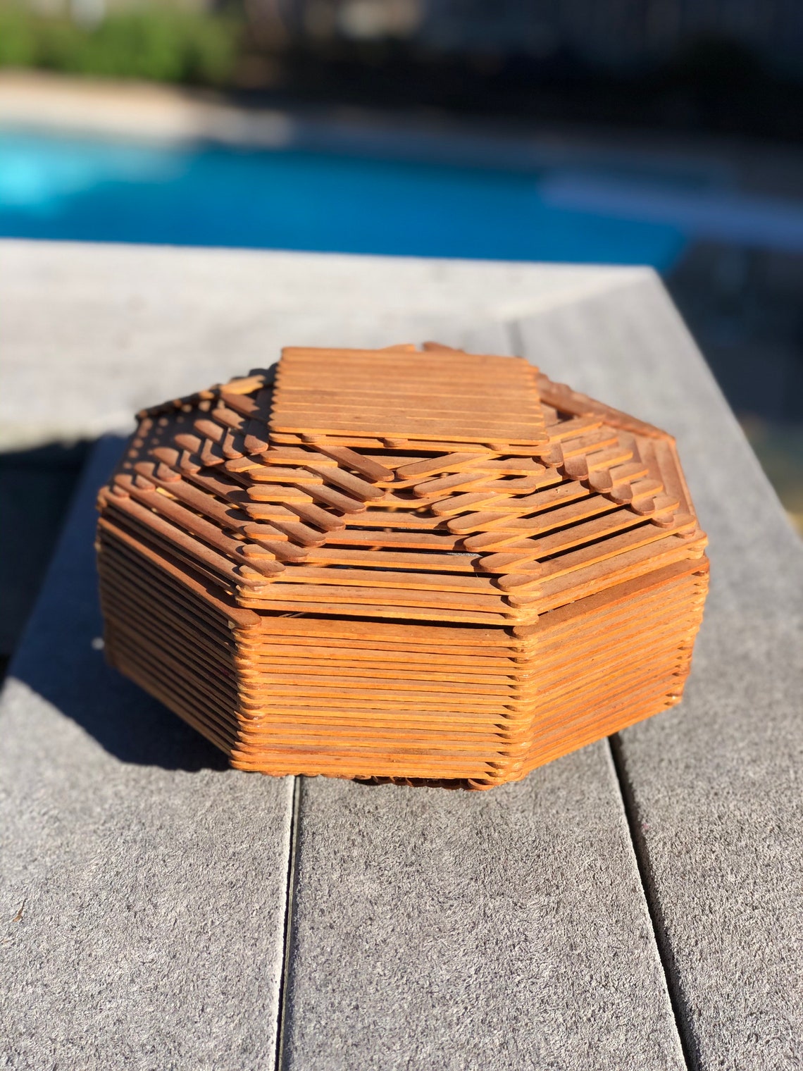 Vintage Popsicle Stick Folk Art Tramp Bowl With Lid Etsy