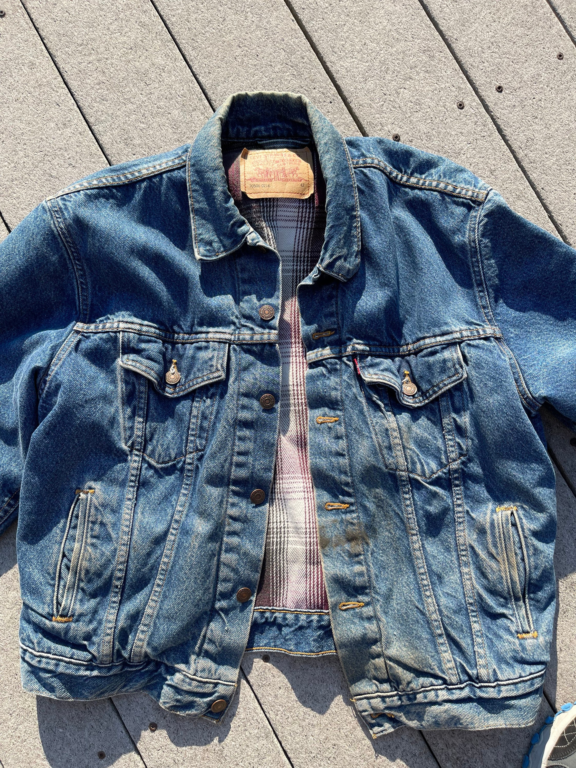 Levis Vintage Denim Jacket Sz 42 Faded Men Trucker Liner - Etsy Denmark