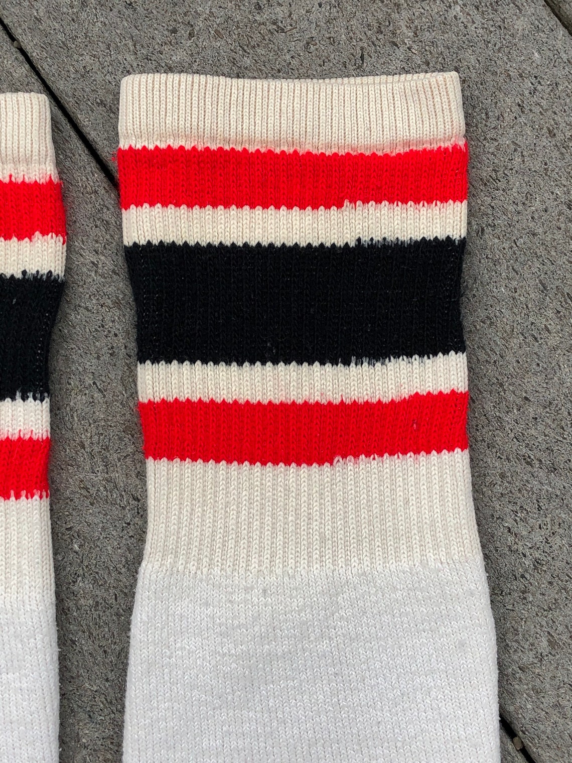 Vintage 80s Tube Socks Knee High Striped Athletic large Etsy