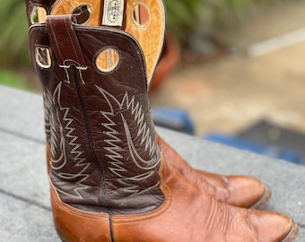 Vintage Mens Brown Boulet Western Cowboy Boots Size 8 1 2 Vintage