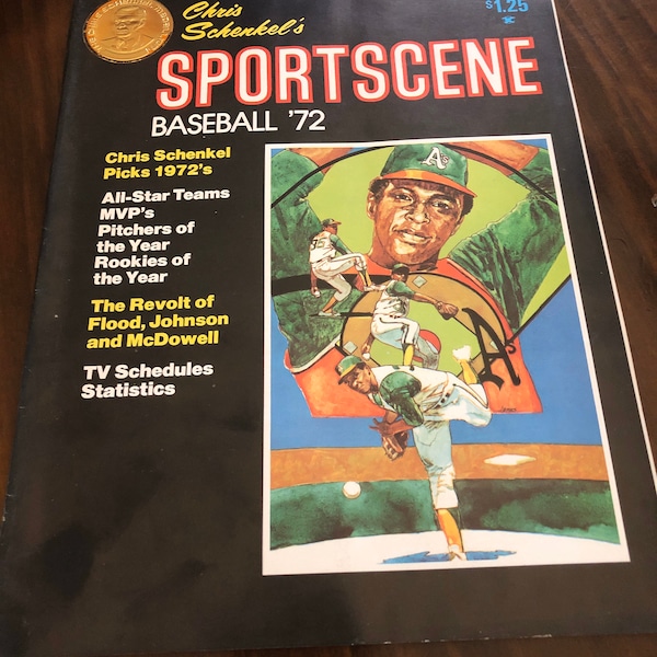 1972 baseball magazine Vida Blue Oakland A’s Chris Schenkel
