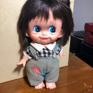 1960s big eyes girl doll Masudaya Japan 10” rubber