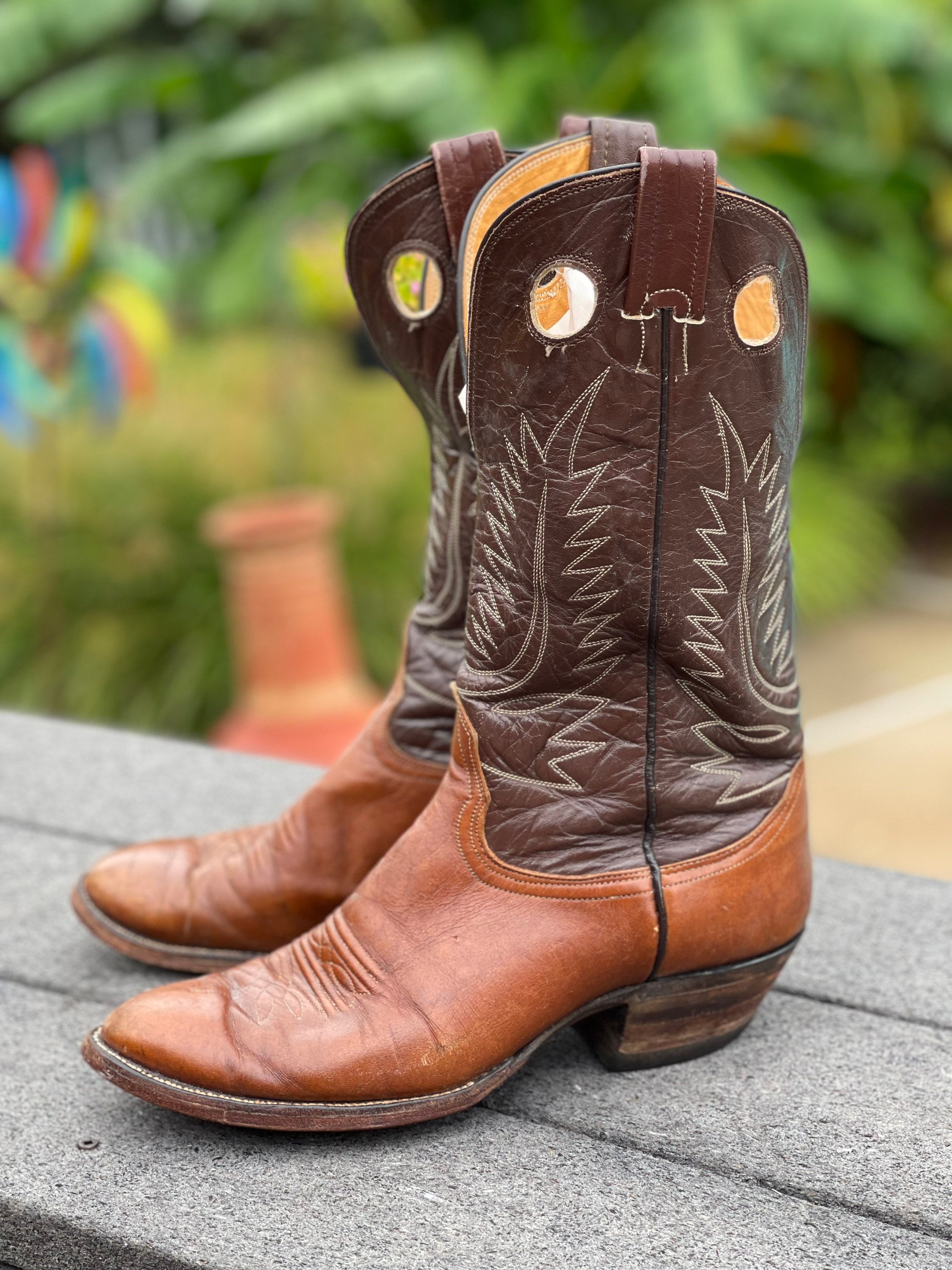 Nocona Cowboy Boots Size 9 D Vintage Leather Brown Texas - Etsy