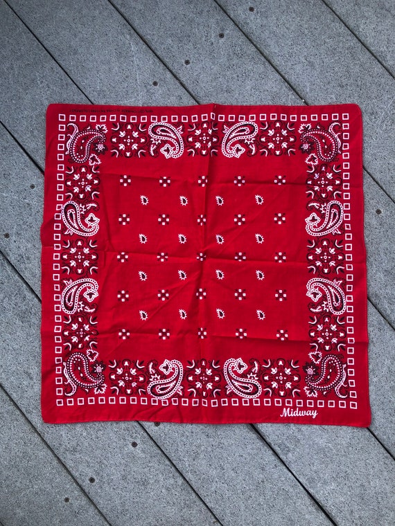 Bandana Scarf Red Mask 21” X 21” Colorfast Midway Cotton - Etsy